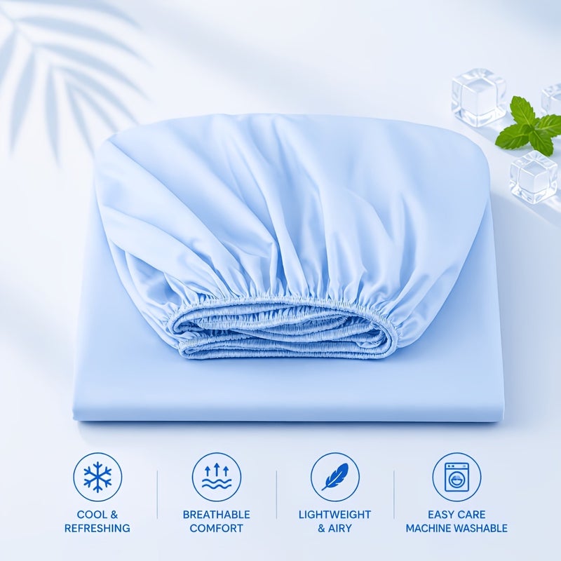 Summer Cooling Fitted Sheet (Pillowcases Not Included) – Skin-friendly, Breathable, and Cooling for Sleep, 360° Elastic Mattress Protector, Wrinkle-resistant/fade-resistant/shrink-resistant, Machine Washable, Multiple Colors Available - Image 3