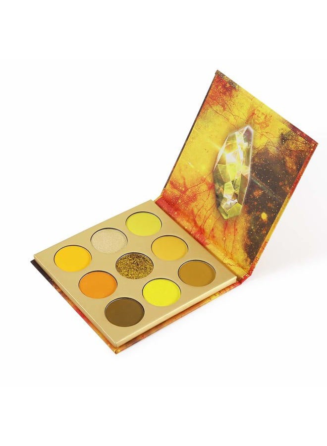 docolor Eyeshadow Palette 9 Colors Yellow Eyeshadow Gemstone Shadow Palette Highly Pigmented Mattes Shimmers Naked Smokey Glitter Cream Colorful Powder Blendable Long Lasting Waterproof Makeup Palette - Image 1