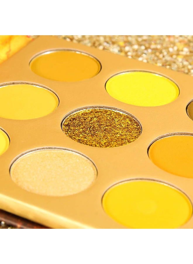 docolor Eyeshadow Palette 9 Colors Yellow Eyeshadow Gemstone Shadow Palette Highly Pigmented Mattes Shimmers Naked Smokey Glitter Cream Colorful Powder Blendable Long Lasting Waterproof Makeup Palette - Image 5