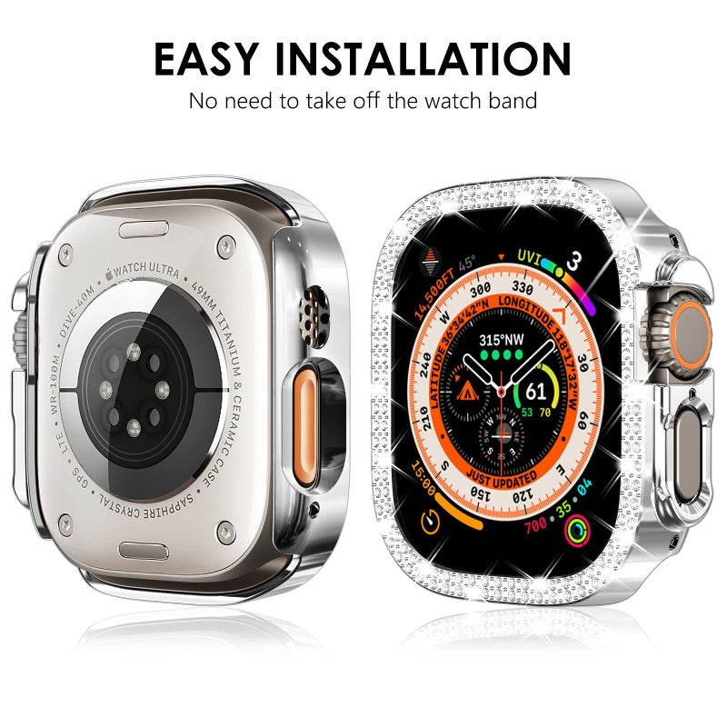 FULLIFE 6-Pack for Apple Watch Ultra 3/2/1 Case Series 11 10 9 8 7 6 5 4 3 2 1 SE3 49/45/44/42/41/40/38mm Bling Face Cover Sparkling Frame for iWatch Women - Image 3