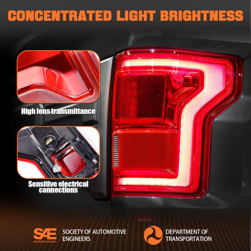 Autoverve LED Tail Lights Assembly with Blind Spot Fit Ford F150 F-150 2015 2016 2027 Rear Right Passenger Side Brake Back Cover Taillights HL3Z-13404-D HL3Z13404D HL3Z-13404-DCP(Module NOT Included) - Image 4