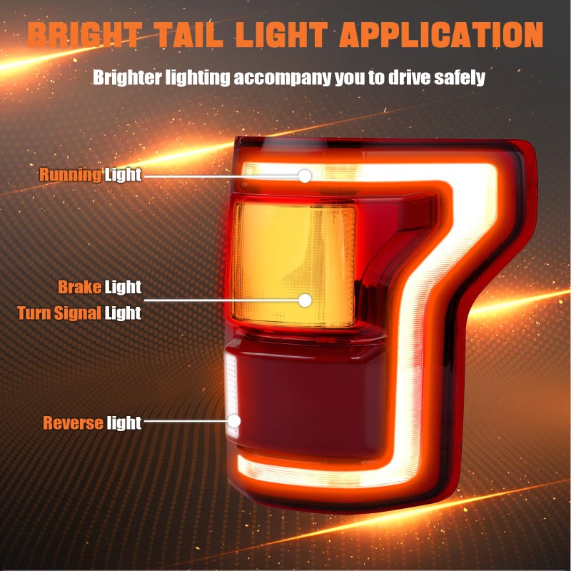 Autoverve LED Tail Lights Assembly with Blind Spot Fit Ford F150 F-150 2015 2016 2027 Rear Right Passenger Side Brake Back Cover Taillights HL3Z-13404-D HL3Z13404D HL3Z-13404-DCP(Module NOT Included) - Image 3