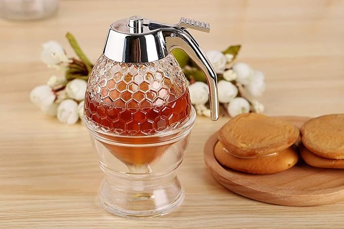 GNOLY GNOLY Honey Dispenser with Stand Honey Container Syrup and Sugar Jar Pot No Drip Honey Dispenser with High Capacity - Image 1