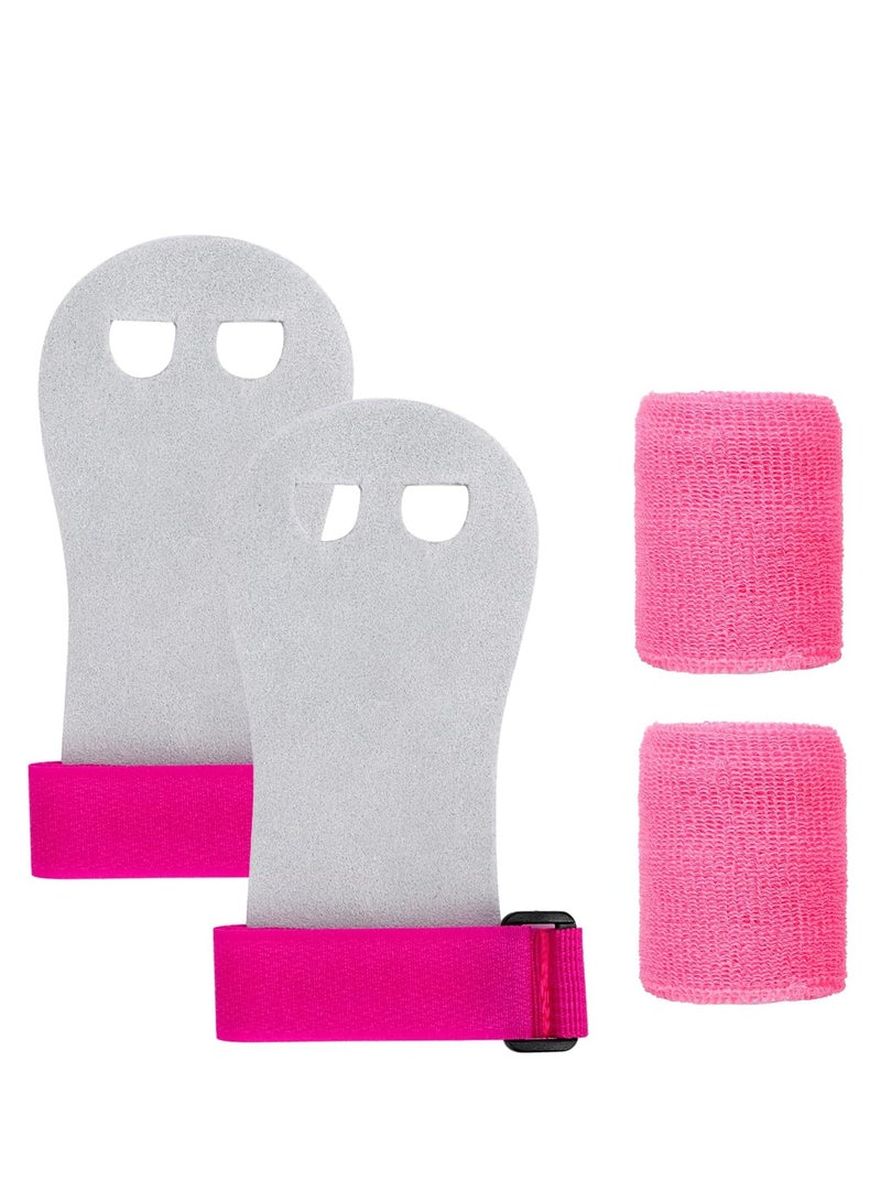إسكدنيا 2 قطعة طقم مقابض وأساور جمباز وردية اللون، متوسط، مع عصابة للرأس، لتمارين البنات والأولاد - Image 5