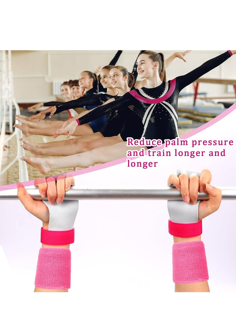 إسكدنيا 2 قطعة طقم مقابض وأساور جمباز وردية اللون، متوسط، مع عصابة للرأس، لتمارين البنات والأولاد - Image 4