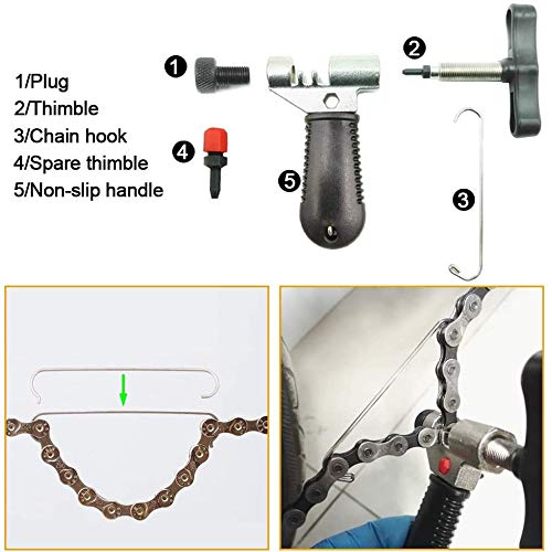 Greneric Professional 5-in-1 Bike Chain Tool Kit | Heavy-Duty Steel Construction | Includes Chain Breaker, Crank Puller, Cassette & Bottom Bracket Tool | Universal Compatibility for 6-12 Speed Bicycles - Image 2