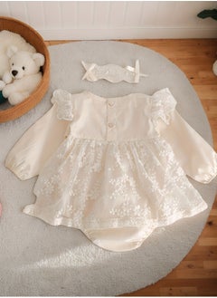 Generic 66cm Newborn Lace Romper & Dress Set, Gift for Newborn Baby Girl,Elegant Baby Outfit, Baby Shower Gift for Special Occasions, Perfect Gift for Infants  - Image 2