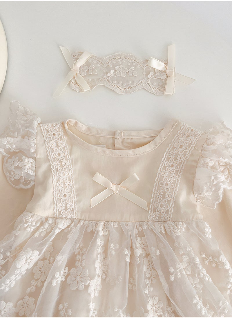 Generic 66cm Newborn Lace Romper & Dress Set, Gift for Newborn Baby Girl,Elegant Baby Outfit, Baby Shower Gift for Special Occasions, Perfect Gift for Infants  - Image 3