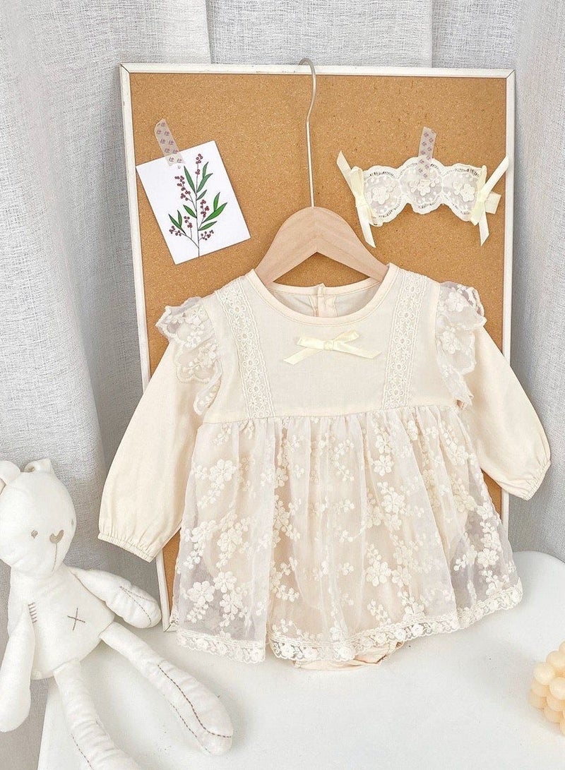 66cm Newborn Lace Romper & Dress Set, Gift for Newborn Baby Girl,Elegant Baby Outfit, Baby Shower Gift for Special Occasions, Perfect Gift for Infants - Image 1