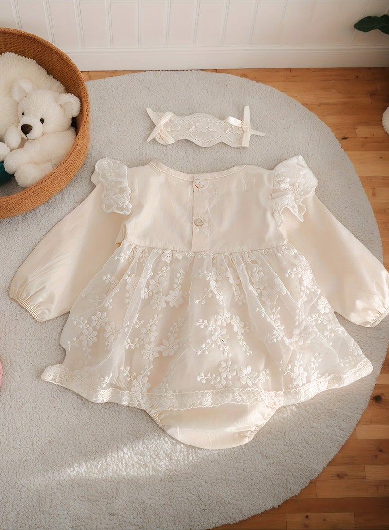 66cm Newborn Lace Romper & Dress Set, Gift for Newborn Baby Girl,Elegant Baby Outfit, Baby Shower Gift for Special Occasions, Perfect Gift for Infants - Image 3