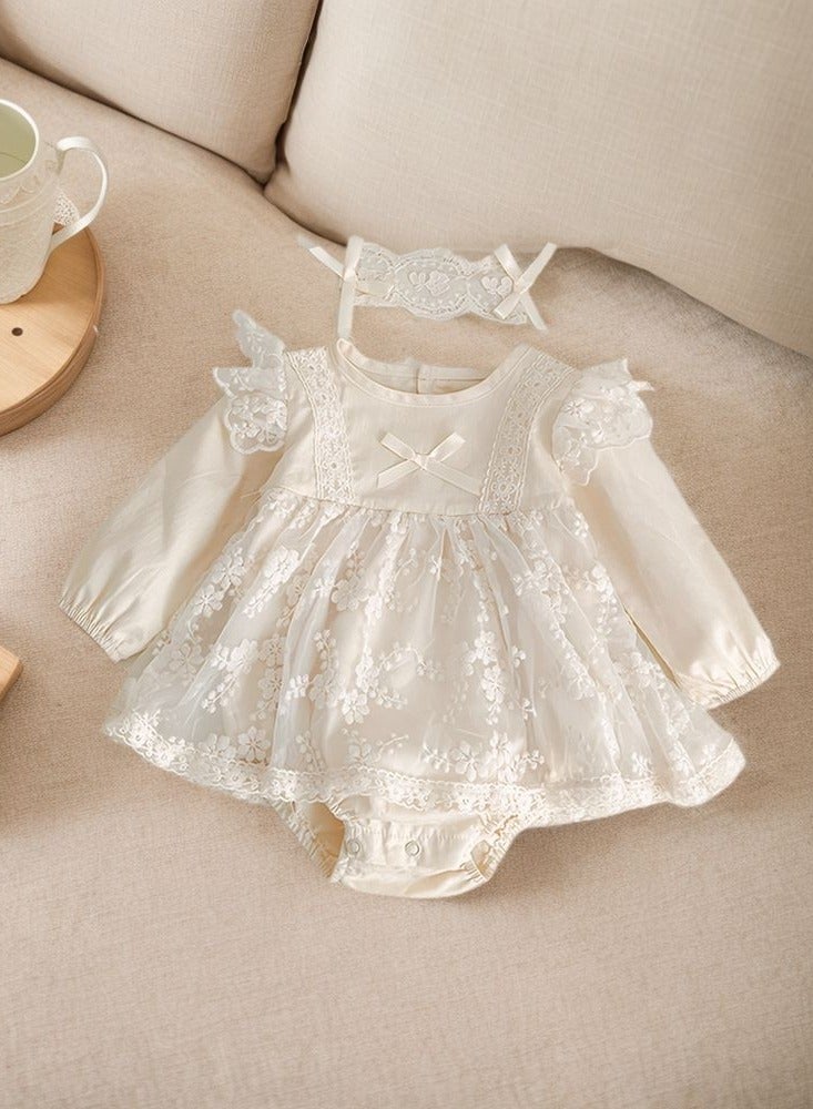 66cm Newborn Lace Romper & Dress Set, Gift for Newborn Baby Girl,Elegant Baby Outfit, Baby Shower Gift for Special Occasions, Perfect Gift for Infants - Image 1