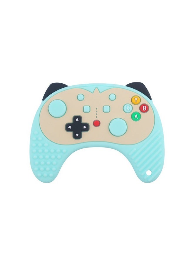 Green Tiger Remote Control Shape Silicone Baby Teether - Blue/Beige