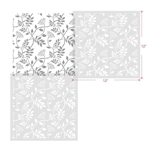G GSS Designs GSS Designs 12x12Inch Trailing Leaf Pattern Wall Stencil for Painting Botanical Leaves DIY Home Decor Stencils Stencils for Painting on Walls Wood Furniture Crafts - Image 3