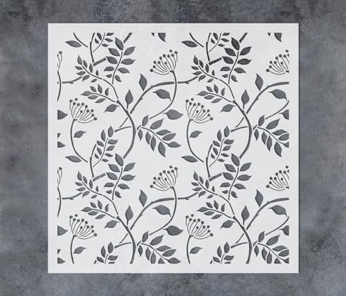 G GSS Designs GSS Designs 12x12Inch Trailing Leaf Pattern Wall Stencil for Painting Botanical Leaves DIY Home Decor Stencils Stencils for Painting on Walls Wood Furniture Crafts - Image 1