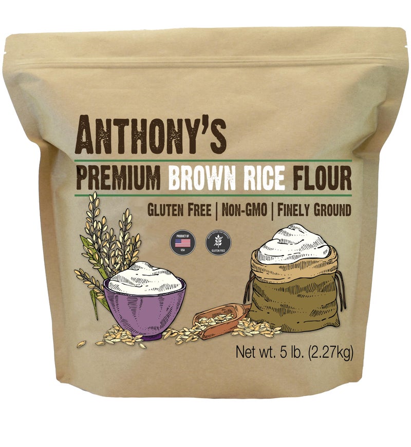 Anthony's Anthonys Brown Rice Flour 5 lb Gluten Free Non GMO Product of USA Vegan - Image 3