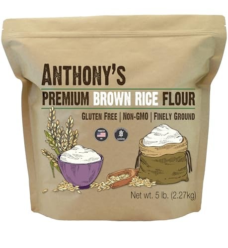 Anthony's Anthonys Brown Rice Flour 5 lb Gluten Free Non GMO Product of USA Vegan - Image 1