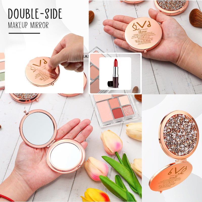 Fumete 4 Pcs Cna Nurse Week Gifts For Women Rose Gold Pocket Mirror Nurse Appreciation Gifts Folding Compact Makeup Mirror For Medical Assistant Birthday Friends - Image 3