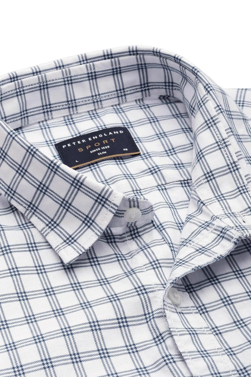 Peter England Men's Slim Fit Full Sleeve Checkered Casual Shirt | 100% Cotton | Premium Twill Weave White, 46 - Image 5