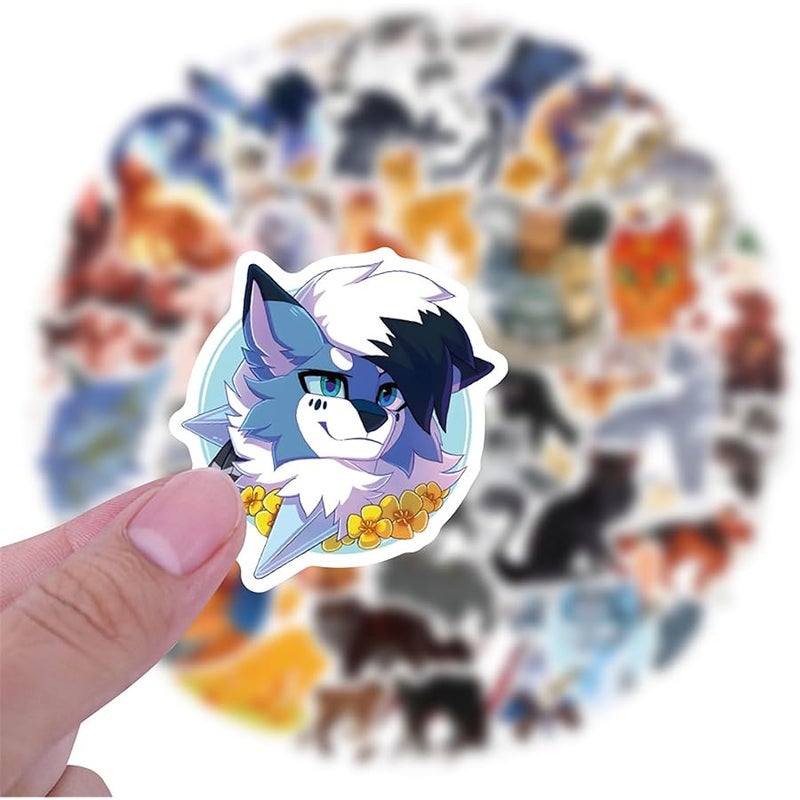 LHST 60Pcs Warrior Cats Stickers for Kids Animal Stickers Cute Gifts for Girls Boys - Waterproof Vinyl Sticker for Kids Waterbottle Laptop Guitar Classroom Prizes for Elementary Students (Warrior Cats) - Image 2