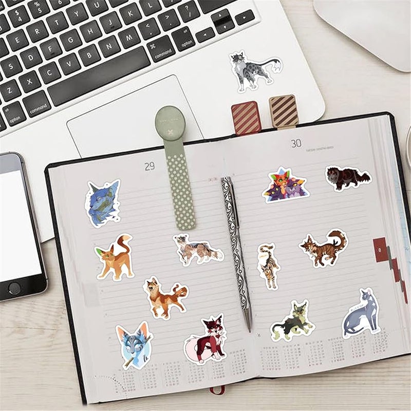 LHST 60Pcs Warrior Cats Stickers for Kids Animal Stickers Cute Gifts for Girls Boys - Waterproof Vinyl Sticker for Kids Waterbottle Laptop Guitar Classroom Prizes for Elementary Students (Warrior Cats) - Image 3