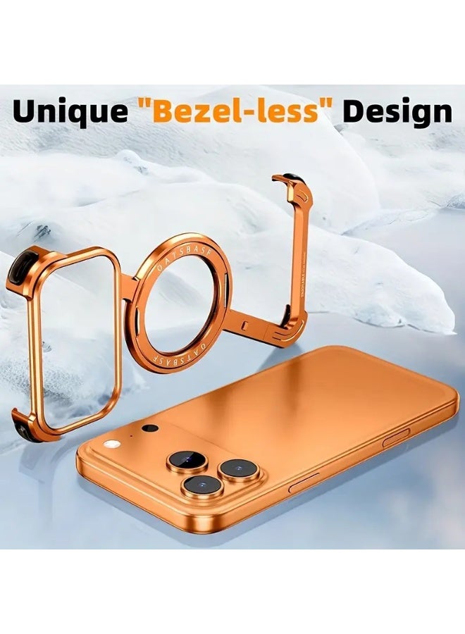 بلو فاير جراب iPhone 17 Pro Max مع حامل دوّار بزاوية 360° | تصميم بدون إطار من الألومنيوم | واقٍ من الصدمات، متوافق مع MagSafe، غلاف معدني نحيف مناسب للون البرتقالي الكوني - Image 3