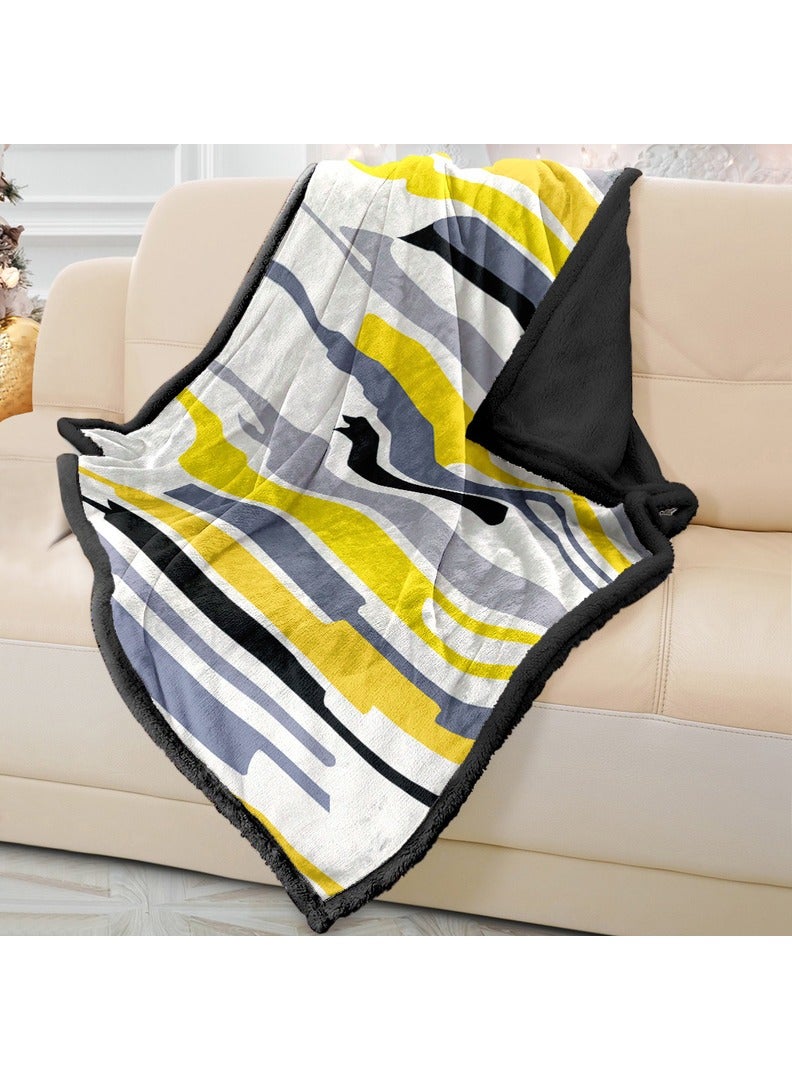 ريزاريز غطاء أريكة ناعم باللون الأصفر والرمادي والأسود