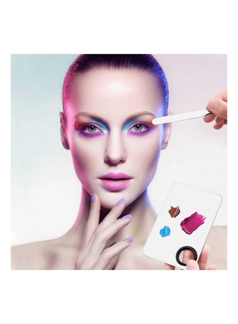 SYOSI Makeup Spatula, SYOSI Korean Spatula Makeup Stainless Steel Makeup Spatula and Palette Set,Professional Foundation Spatula Facial Cosmetic Makeup Tool (6 Powder Puff +1Spatula+1 Rectangle Palette) - Image 2