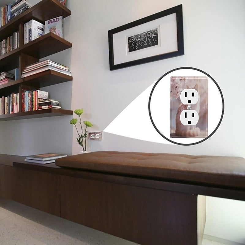 Pink Cherry Blossom Cat Metal Wall Plate，Standard Size,Switch Plate Outlet Cover,Light Switch Cover Plate for Electrical Outlets,Electrical Outlet Covers Plates for Receptacle Light Switch - Image 3