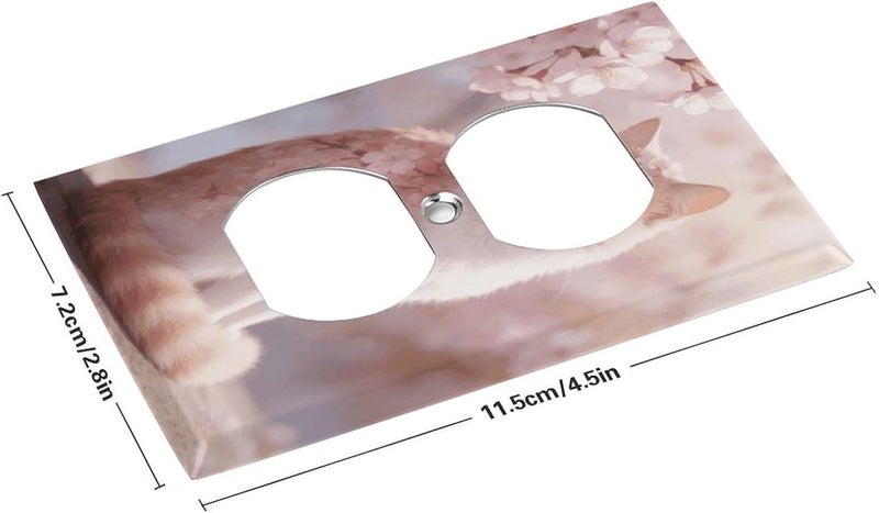 Pink Cherry Blossom Cat Metal Wall Plate，Standard Size,Switch Plate Outlet Cover,Light Switch Cover Plate for Electrical Outlets,Electrical Outlet Covers Plates for Receptacle Light Switch - Image 2