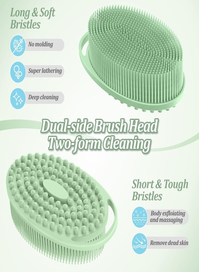 GEENOA Silicone Back Body Face Scrubbers Set 4PCS, 15.35’’ Back Scrubber Soft Body Scrubber for Dual-Side Usage, Easy-to-Hold Soft Bath Glove & Face Scrubber for Good Foaming Deep Cleaning(Green) - Image 4