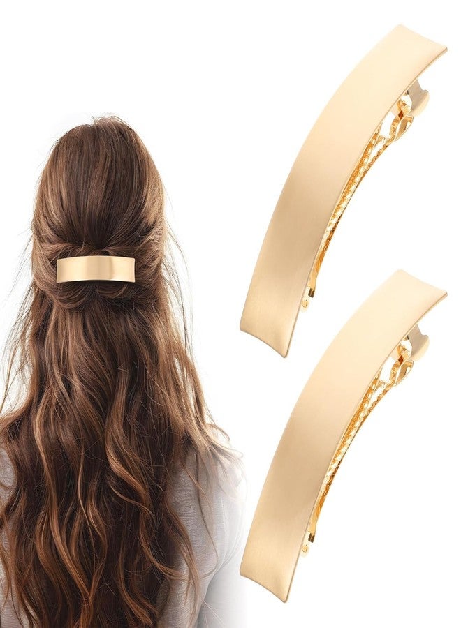 VORSET 2 Pcs French Gold Hair Clips, Metal Hair Barrettes for Women Minimalist Square Hair Pins Non-Slip Ponytail Holder Hair Clip for Thin Thick Fine Hair Wedding Accessories for Women Girls (Gold) - Image 1