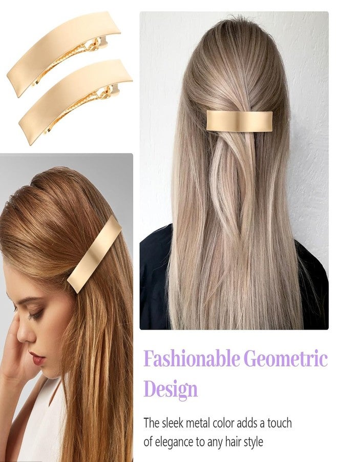 VORSET 2 Pcs French Gold Hair Clips, Metal Hair Barrettes for Women Minimalist Square Hair Pins Non-Slip Ponytail Holder Hair Clip for Thin Thick Fine Hair Wedding Accessories for Women Girls (Gold) - Image 3