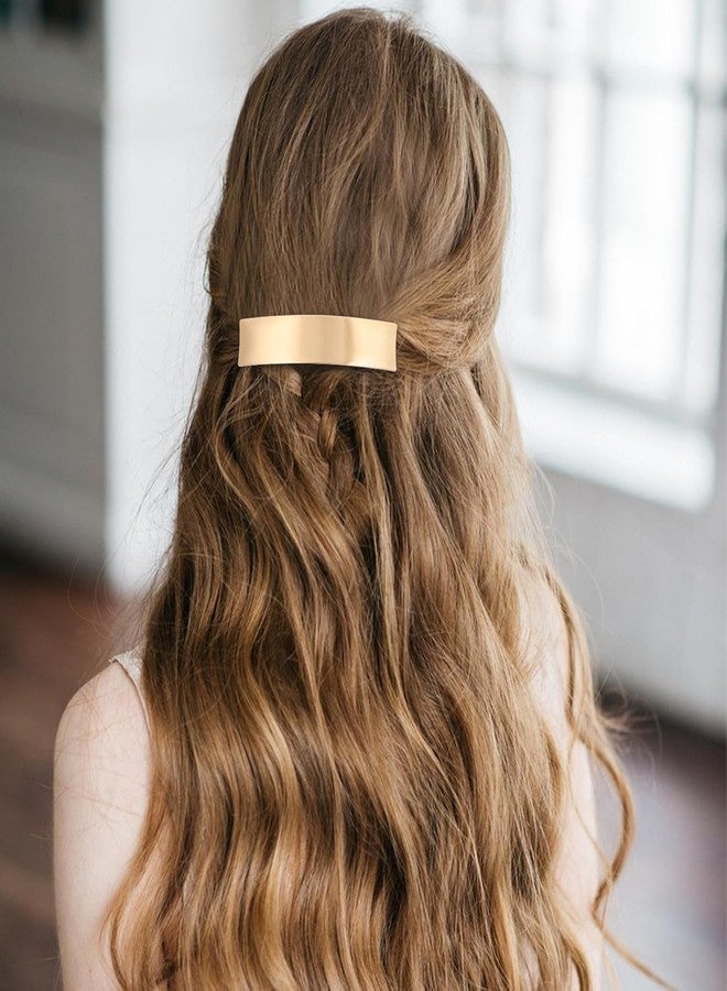 VORSET 2 Pcs French Gold Hair Clips, Metal Hair Barrettes for Women Minimalist Square Hair Pins Non-Slip Ponytail Holder Hair Clip for Thin Thick Fine Hair Wedding Accessories for Women Girls (Gold) - Image 2