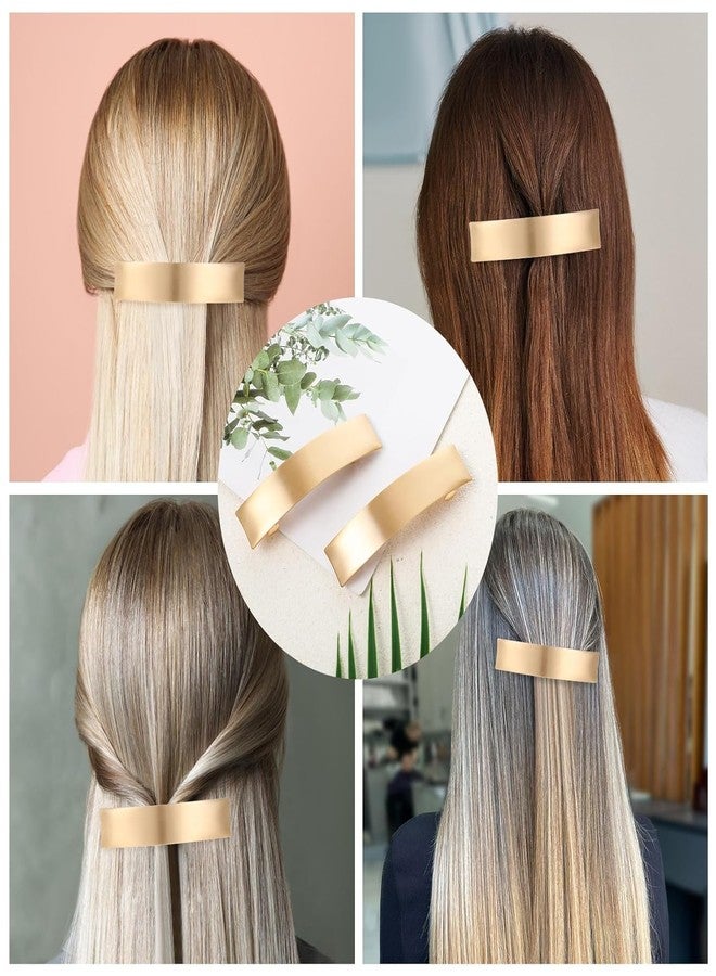 VORSET 2 Pcs French Gold Hair Clips, Metal Hair Barrettes for Women Minimalist Square Hair Pins Non-Slip Ponytail Holder Hair Clip for Thin Thick Fine Hair Wedding Accessories for Women Girls (Gold) - Image 5