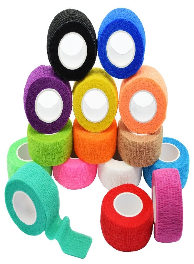 FEILIBAY 15 Pack Cohesive Wrap 1 Inch x 5 Yards Self Adherent Vet Tape for Pets, Elastic Self Adhesive Bandage Wrap for Sports, Finger, Wrist, Ankle (1 Inch, 15 Colors) - Image 1