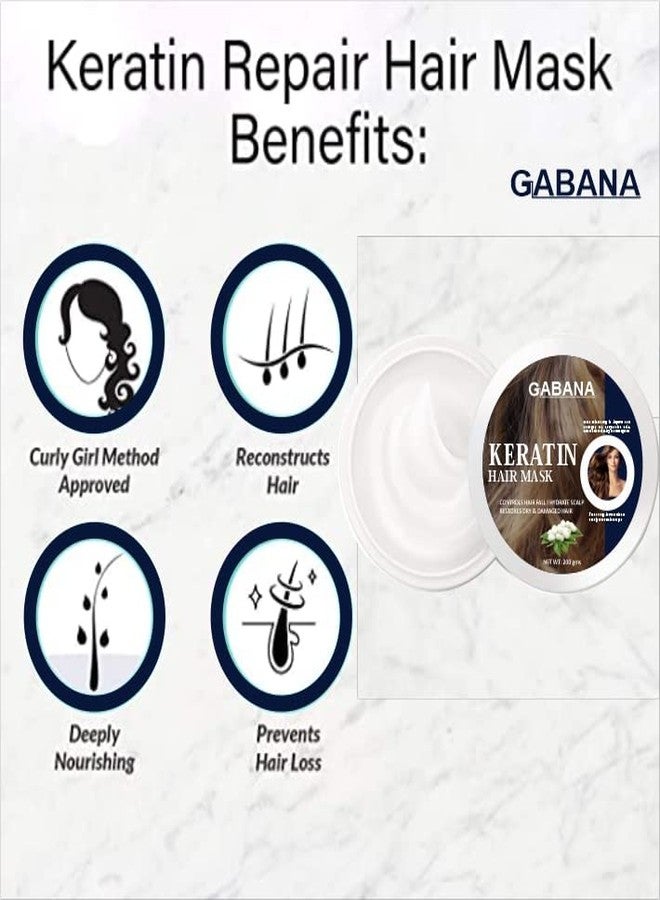 GABANA قناع الشعر بالكيراتين من غابانا للتحكم في تساقط الشعر (عبوة من 3 قطع، 200 غرام) | قناع للشعر التالف، قناع لنمو الشعر، قناع للشعر المجعد، قناع للنساء للحد من تساقط الشعر، قناع للشعر الجاف - Image 5