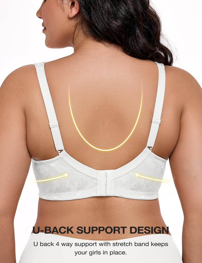 Wingslove Women's Minimizer Bras Full Coverage Wirefree Comfort Plus Size Bra Large Bust Non Padded (White,38DD) - Image 3