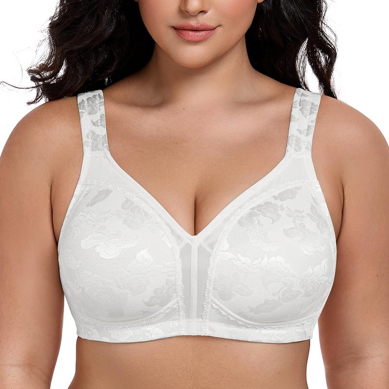 Wingslove Women's Minimizer Bras Full Coverage Wirefree Comfort Plus Size Bra Large Bust Non Padded (White,38DD) - Image 1
