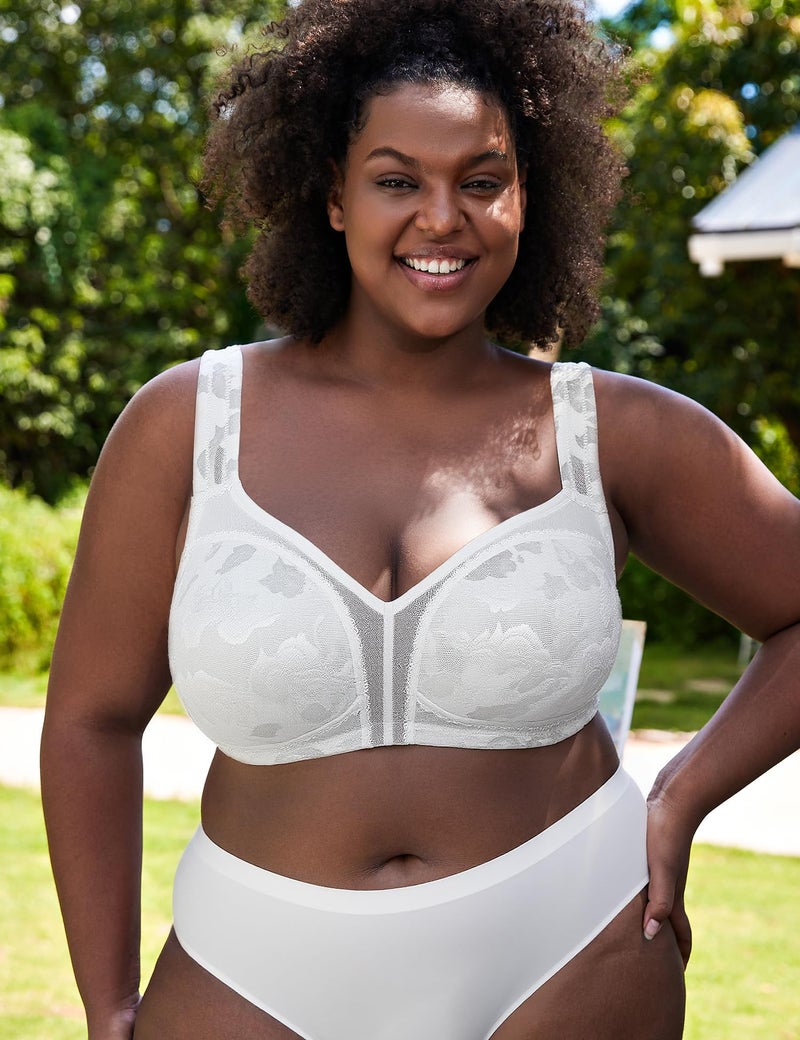Wingslove Women's Minimizer Bras Full Coverage Wirefree Comfort Plus Size Bra Large Bust Non Padded (White,38DD) - Image 5