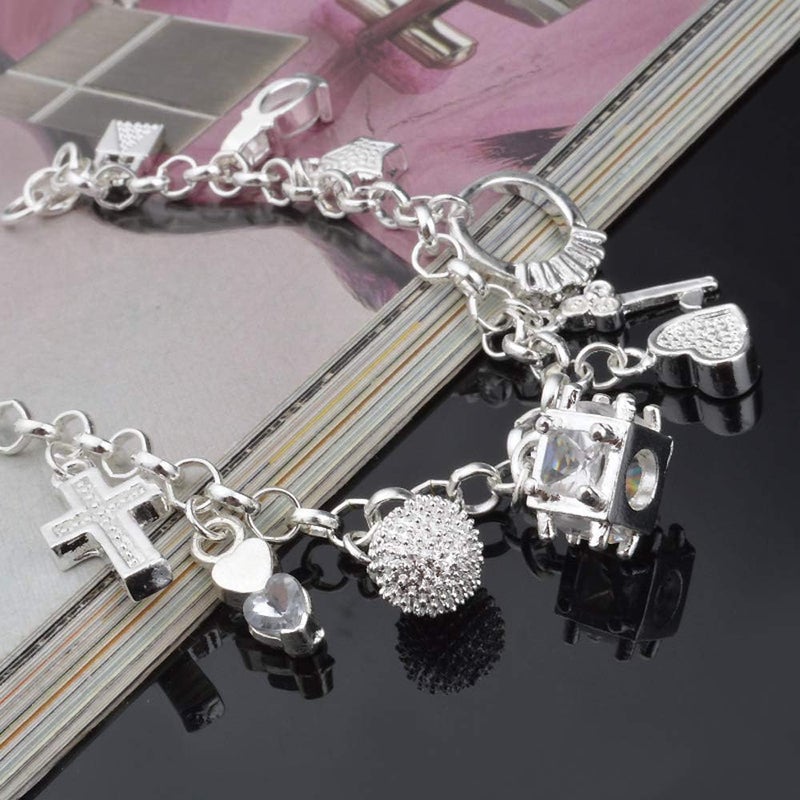 Aeora S925 Silver Thirteen Hanging Pieces Bracelet for Women Gift Bracelets & Bangles Jewelry - Image 5