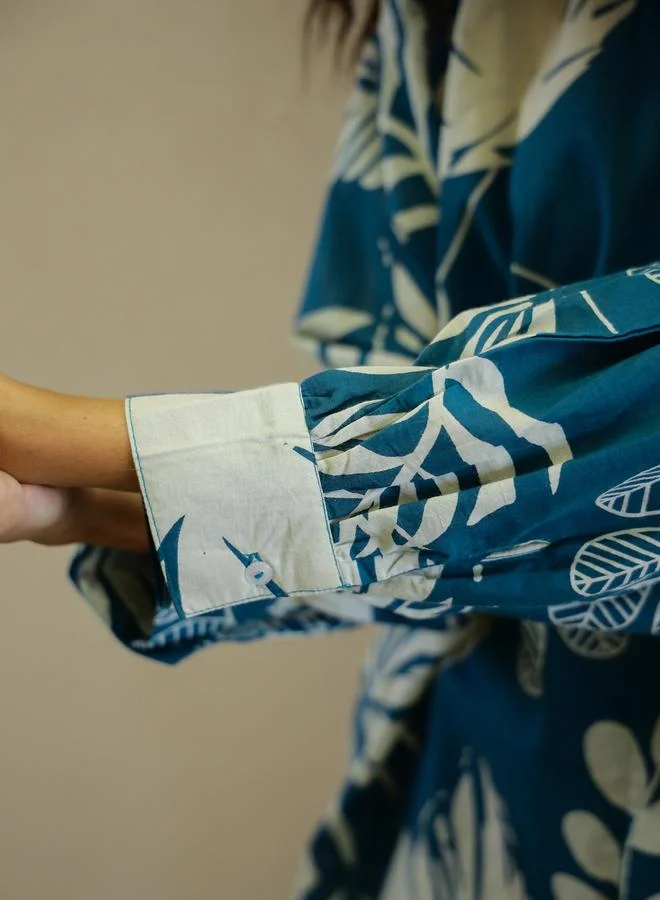 sanskrutihomes sanskrutihomes Leaf Printed Pure Cotton Shirt and Pyjama Set