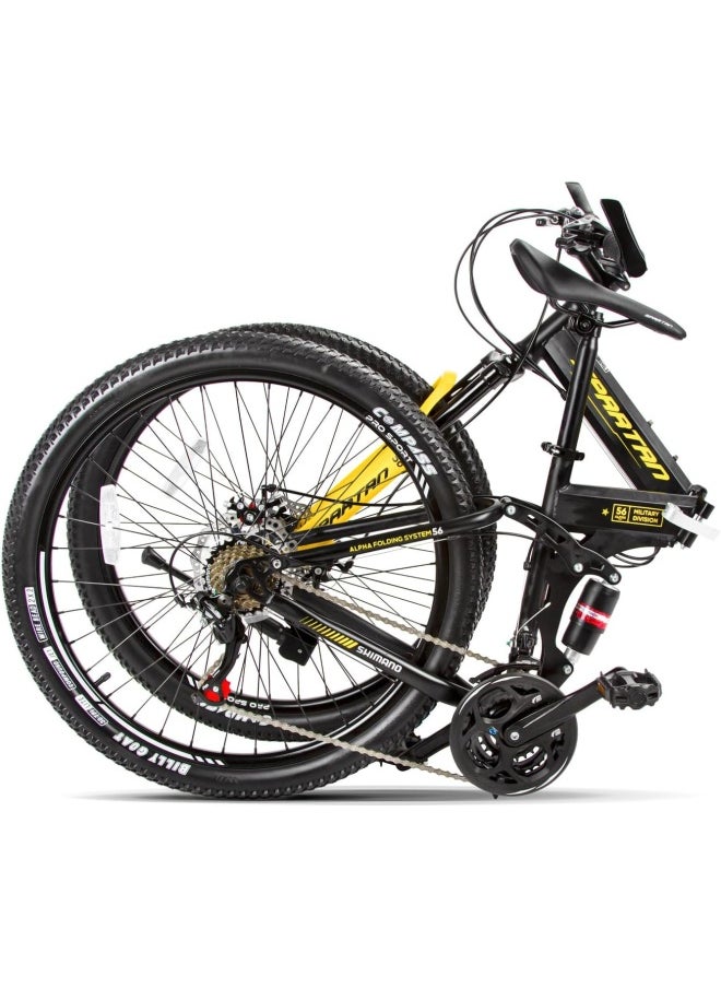 Spartan 26” Alpha Dual Suspension Folding Bicycle Black - Dual Suspension, Shimano Groupset, Disc Brake, 3 x 7 Speed  - Image 2