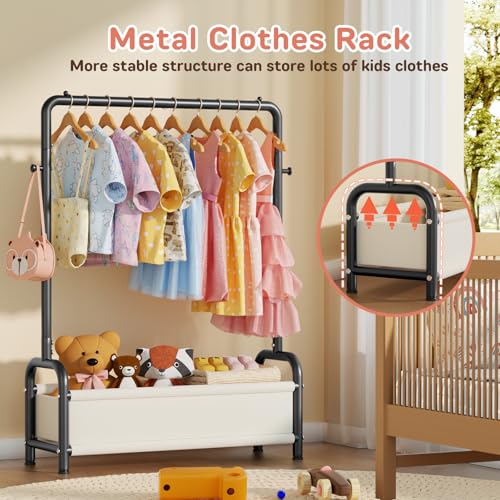 ZHKINGGS Kids Clothing Rack with Storage Shelf, Kids Dress Up Storage for Coats, Small Baby Garment Rack for Hanging Clothes, Toddler Wardrobe Closet Organizer (Classic, Green) - Image 3