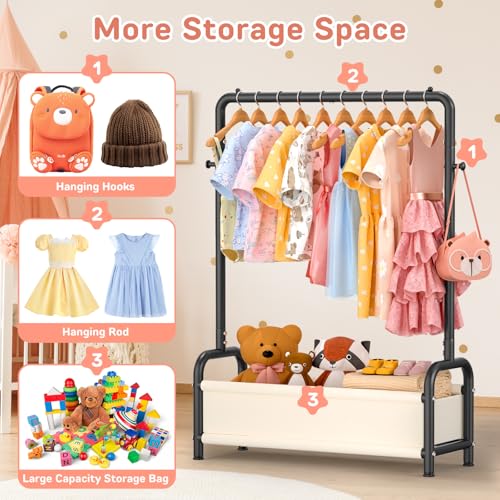 ZHKINGGS Kids Clothing Rack with Storage Shelf, Kids Dress Up Storage for Coats, Small Baby Garment Rack for Hanging Clothes, Toddler Wardrobe Closet Organizer (Classic, Green) - Image 4
