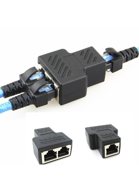 2-Pieces RJ45 Splitter Adapter ,1 to 2 Port Female Socket Adapter Interface Ethernet Cable