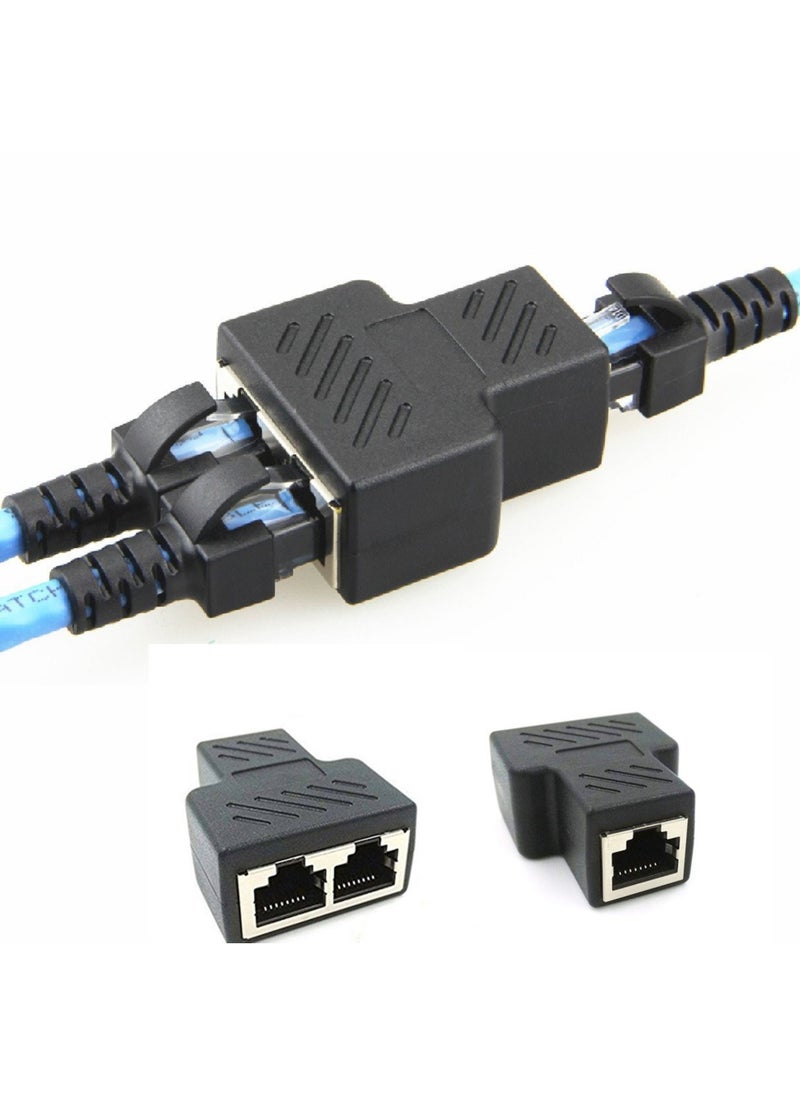 Generic 2-Pieces RJ45 Splitter Adapter ,1 to 2 Port Female Socket Adapter Interface Ethernet Cable  - Image 1