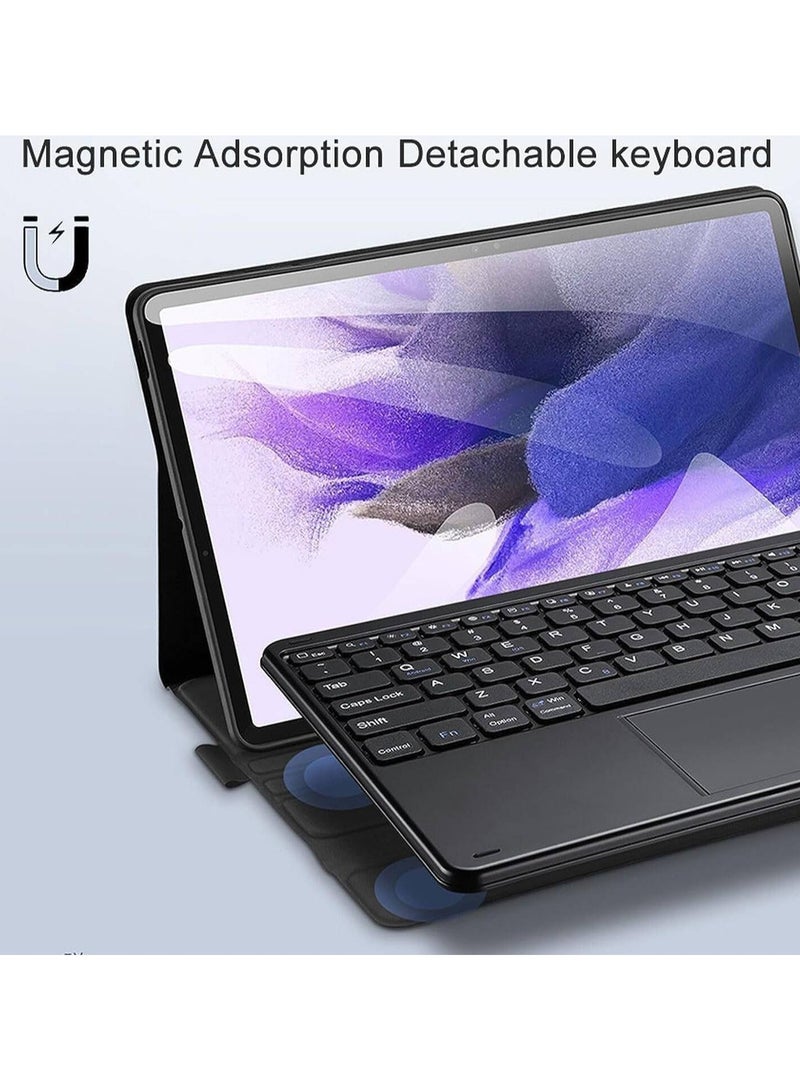 نيو حافظة لوحة مفاتيح ذكية مع لوحة لمس لجهاز سامسونج جالاكسي تاب S9 بلس وS10 بلس - ثنائية اللغة (إنجليزي/عربي)، رفيعة، واقية، لون أسود - Image 3