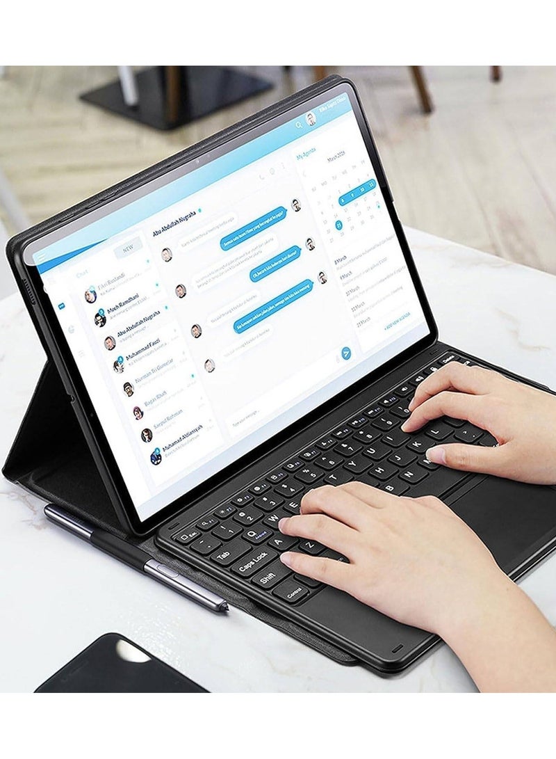 نيو حافظة لوحة مفاتيح ذكية مع لوحة لمس لجهاز سامسونج جالاكسي تاب S9 بلس وS10 بلس - ثنائية اللغة (إنجليزي/عربي)، رفيعة، واقية، لون أسود - Image 4
