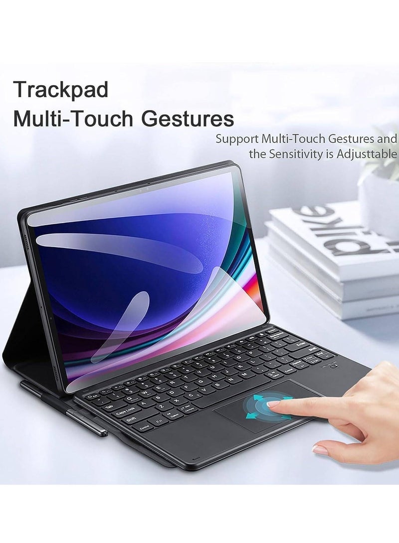 نيو حافظة لوحة مفاتيح ذكية مع لوحة لمس لجهاز سامسونج جالاكسي تاب S9 بلس وS10 بلس - ثنائية اللغة (إنجليزي/عربي)، رفيعة، واقية، لون أسود - Image 5