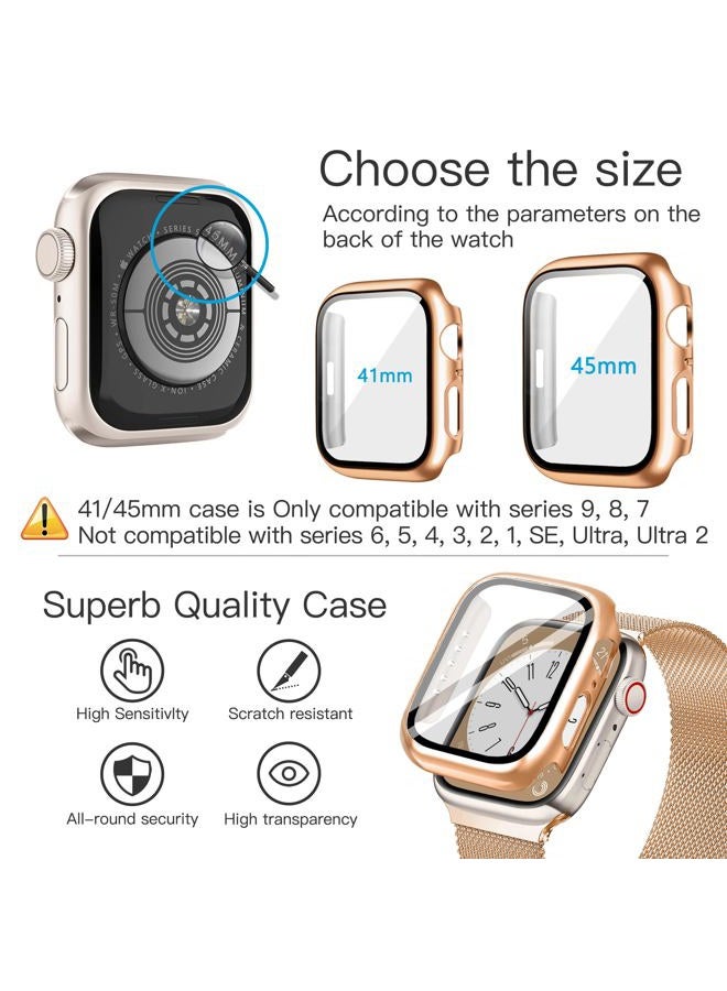 Mazuboho Mesh Loop Magnetic Band Compatible with Apple Watch Band 45mm with Screen Protector Case, Stainless Steel Mesh Milanese, Adjustable and Comfortable Band for iWatch Bands Series 9 8 7 (Rose Gold,45mm) - Image 5